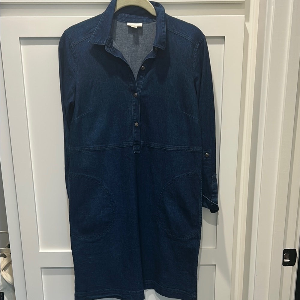 J jill Dark Blue Denim Shirt Dress